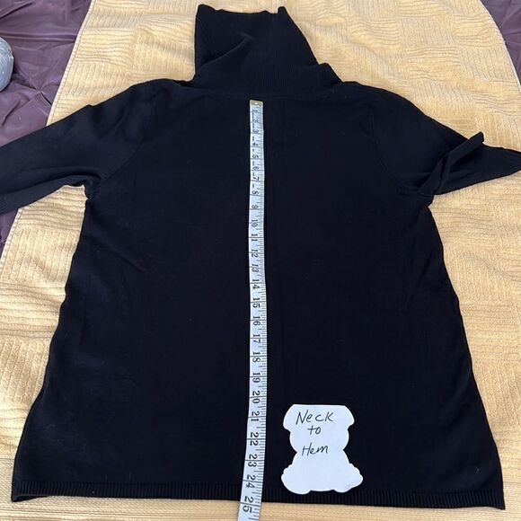 Chaus size large black short sleeve cowl neck tunic sweater EUC - Picture 4 of 10
